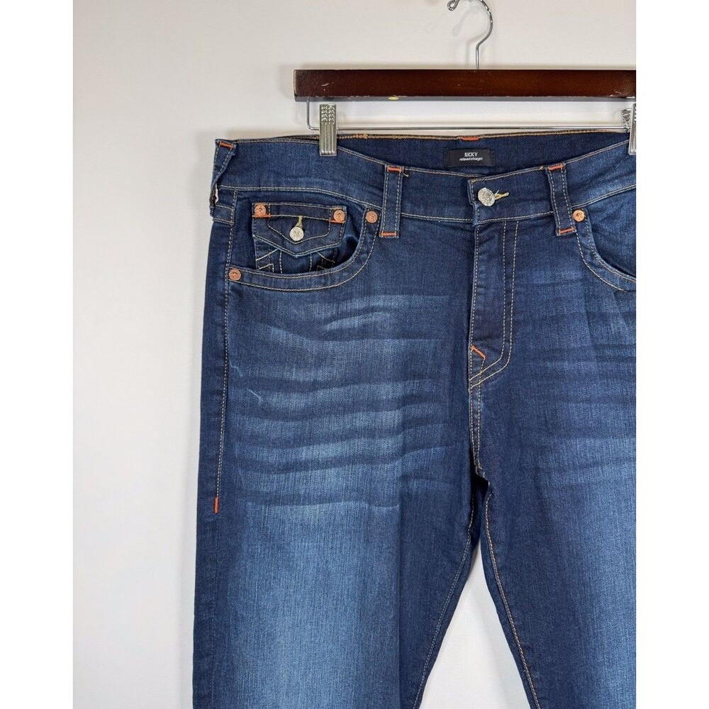 True Religion Mens Jeans Blue Ricky Relaxed Straight Denim Medium Wash 38x33 - Picture 7 of 12